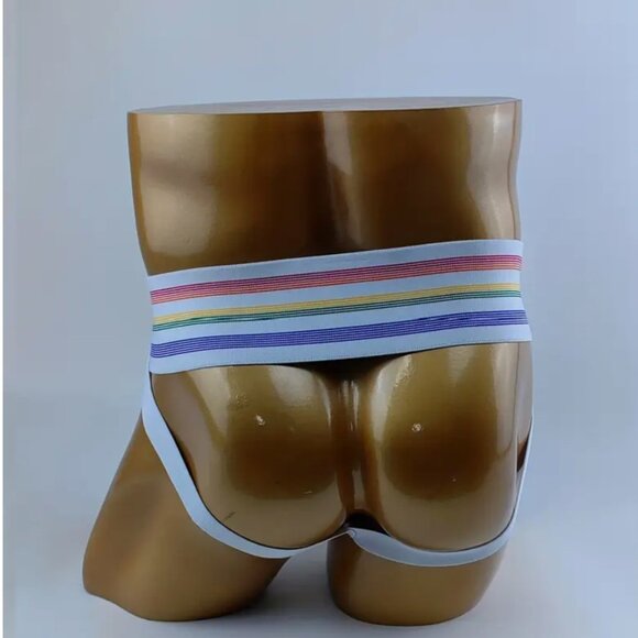 Jockmail Rainbow Jockstrap Medium White - Picture 3 of 9